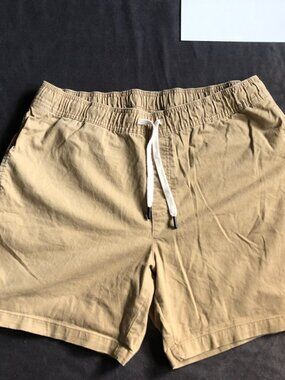 Mens Free Assembly Brown Drawstring Stretch Cotton Shorts Large 6.5" inseam